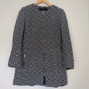 Zara Blazer Jacket Women's Medium Tweed Zippers Pockets Classy Business